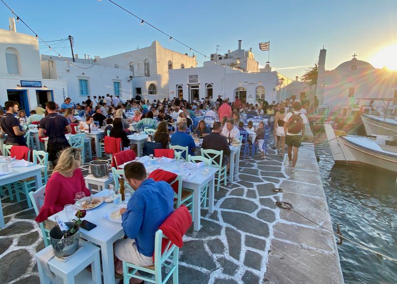 Dining and nightlife in Paros, Greece.