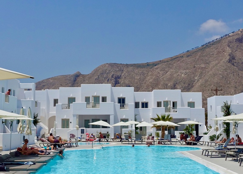 Pool at Aqua Blue Hotel in Perissa, Santorini