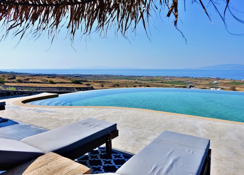 Infinity pool and sea view at Elysian Santorini in Finikia