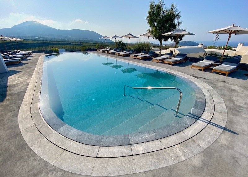 Pool at Vedema Resort in Megalochori, Santorini