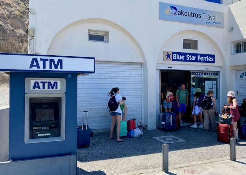 Ticket pick up at Athinios ferry port.