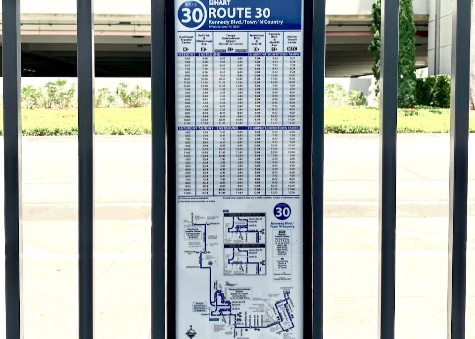 A map of bus route 30.