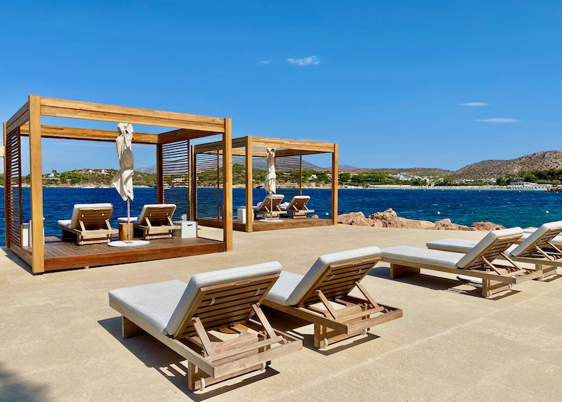 On the beach at the Four Seasons Astir Palace in the Athens Riviera