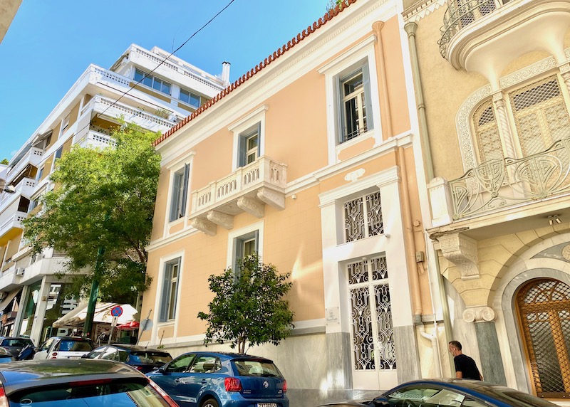 Exterior of Monsieur Didot hotel in Akadimia, Athens
