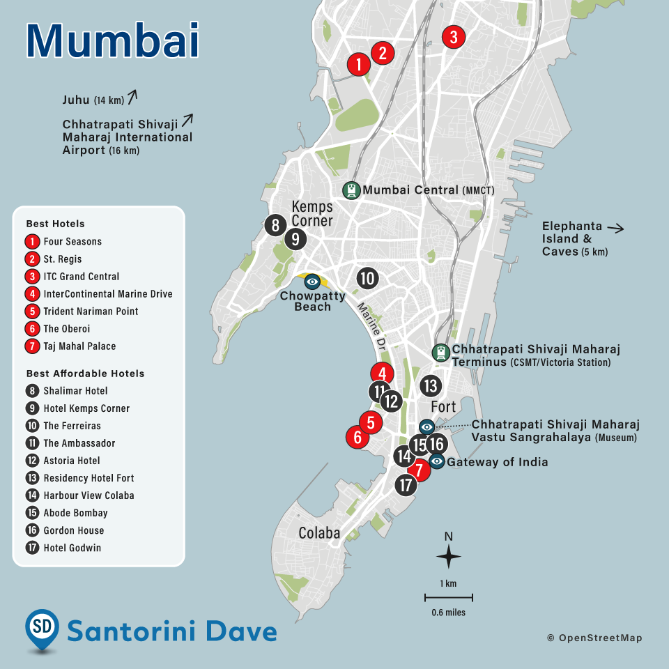 Map of Mumbai Hotels.
