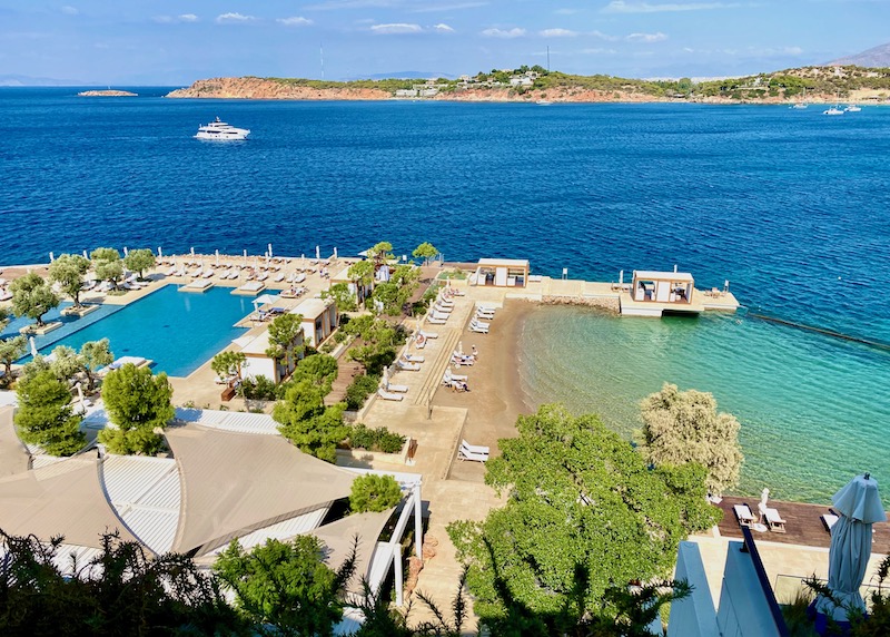 The pool and beach at the Four Seasons Astir Palace on the Athens Riviera