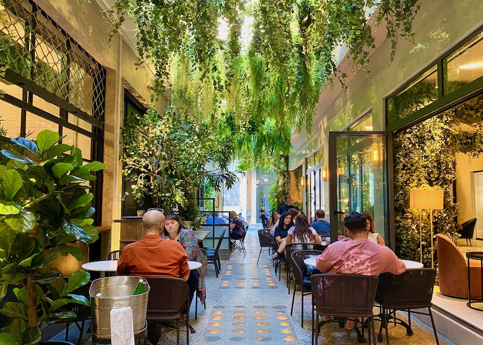 The restaurant at Gatsby hotel in the City Center, Athens