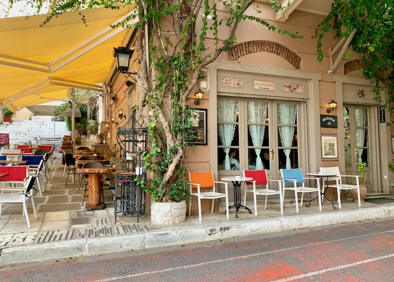 Al fresco dining at Melina Mercouri Cafe in Plaka, Athens
