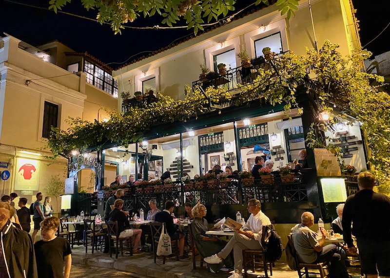 Street view of Restaurant Scholarhio in Plaka, Athens