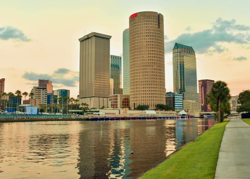 River walk and bike path in downtown Tampa.