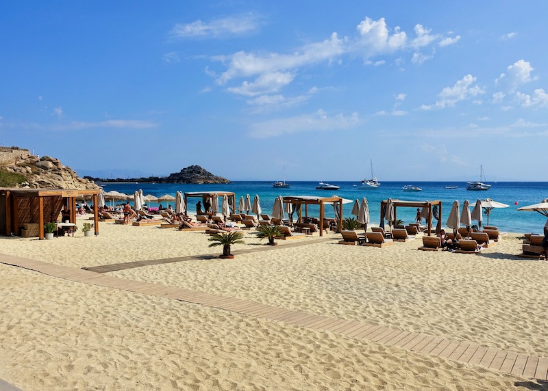 Beach club and spa at Branco Mykonos on Platis Gialos Beach