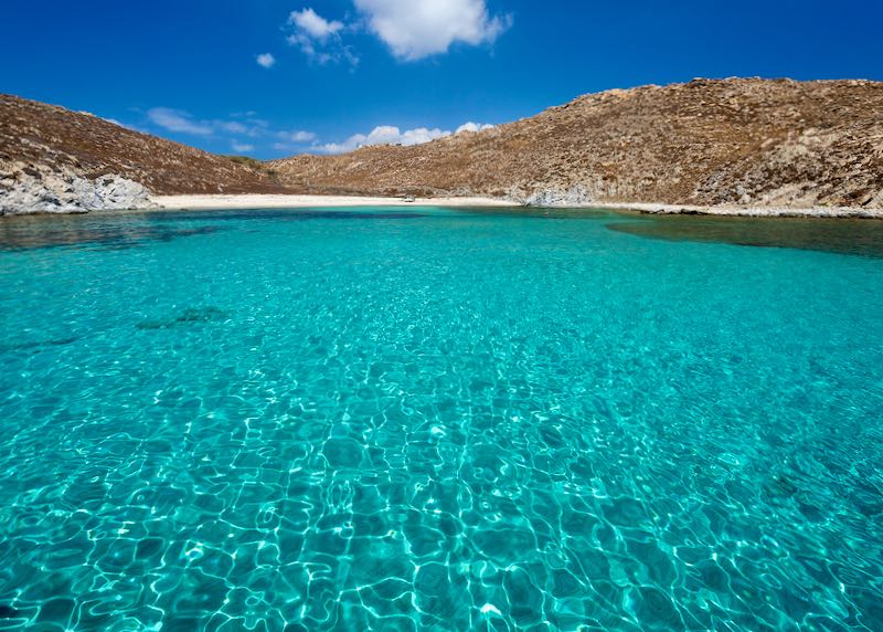 Beach boat tour in Mykonos.