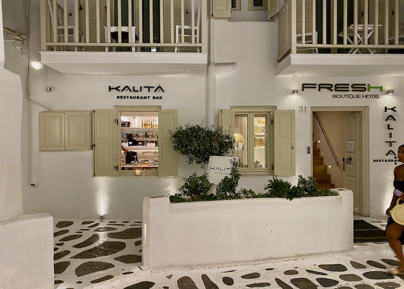 Fresh Boutique Hotel and their restaurant Kalita in Mykonos Town