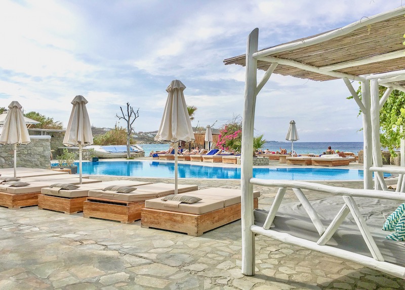 The seaview pool at Hippie Chic Hotel in Agios Ioannis, Mykonos