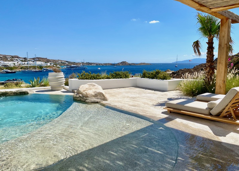 A private pool at the VIP Suite of N Hotel on Psarou Beach, Mykonos