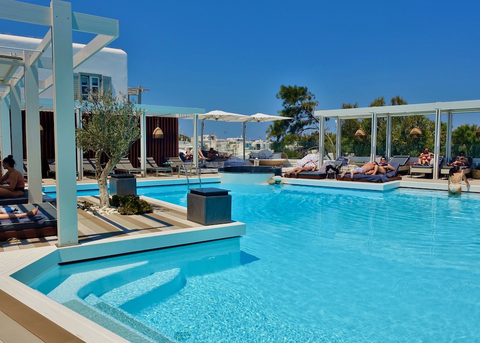 The main pool at Semeli Hotel in Mykonos Town