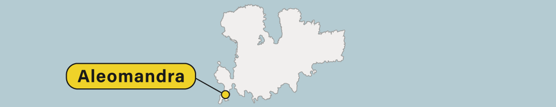Aleomandra location on a map of Mykonos.