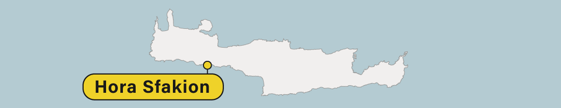 Hora Sfakion location on a map of Crete in Greece.