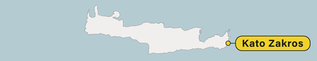 Kato Zakros location on a map of Crete in Greece.