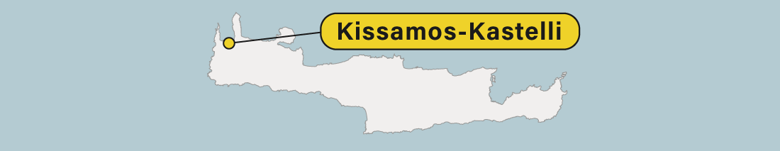 Kissamos-Kastelli location on a map of Crete in Greece.