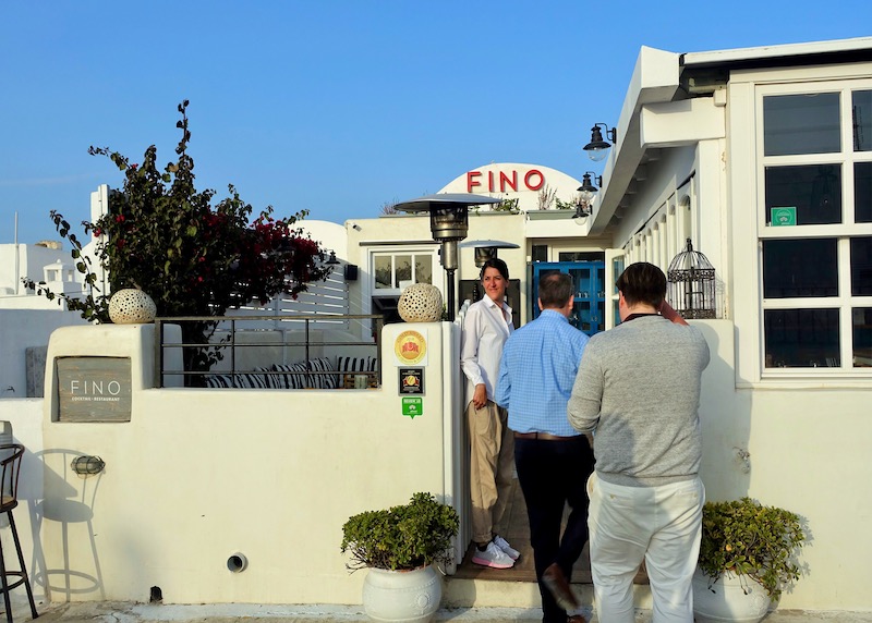 Outside Fino cocktail lounge and restaurant in Oia, Santorini