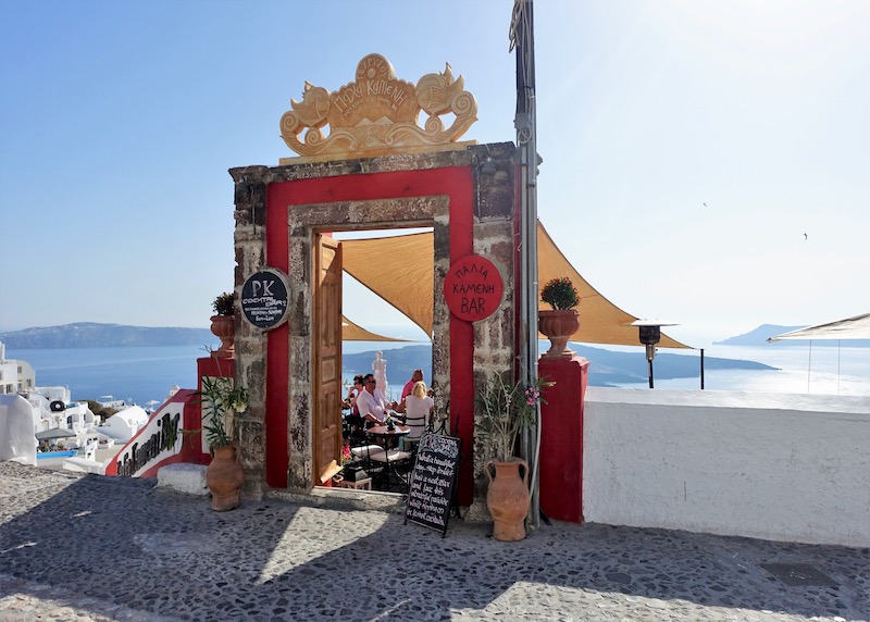 The entrance ot PK Cocktail Bar in Fira, Santorini