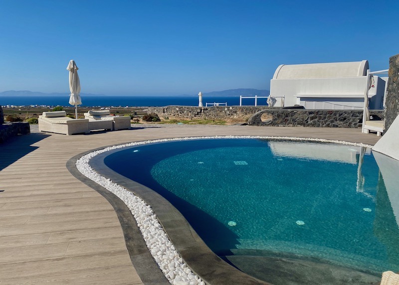 Private pool of the Cave Villa at Danae Suites in Finikia, Santorini