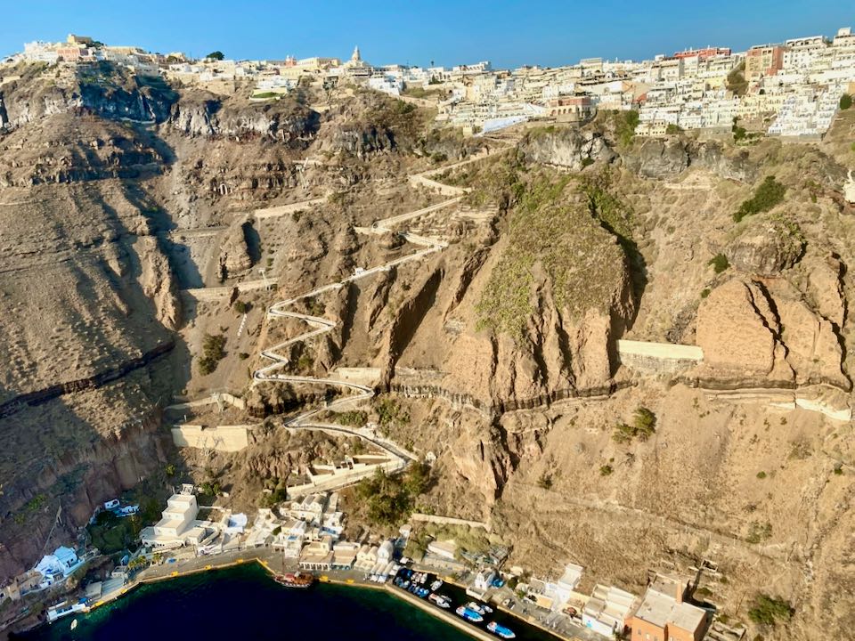 Helicopter tour of Santorini.