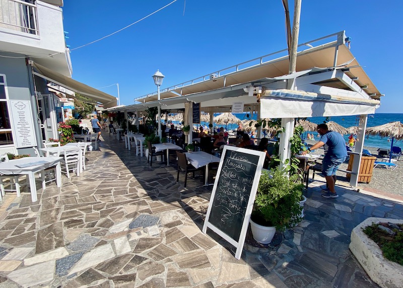 Beachfront taverna in Myrtos, Crete