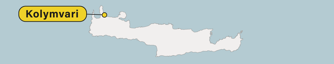 Kolymvari location on a map of Crete in Greece.