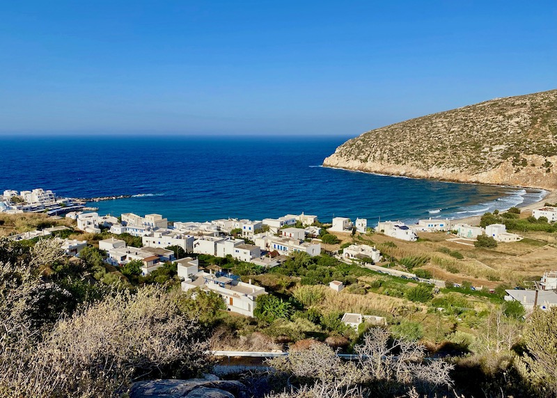 Overlooking Apollonas village and beach in Naxos