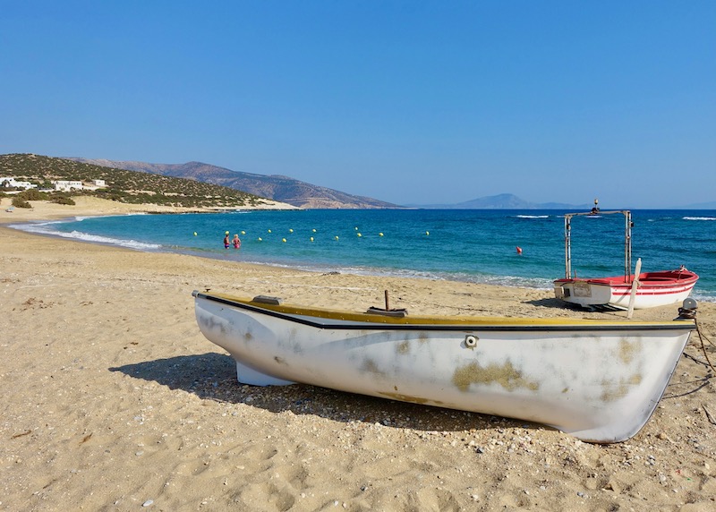 Boats on Pyrgaki Beach in Naxos