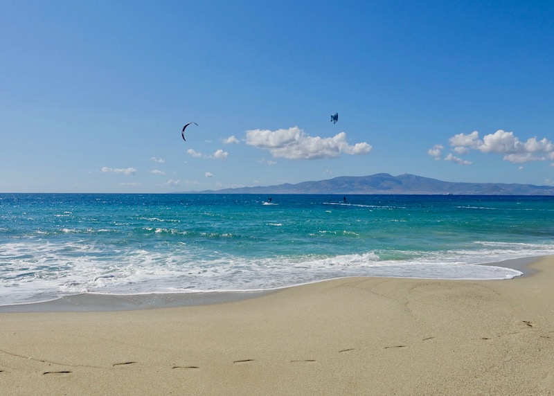 Kitesurfing at Glyfada Beach in Naxos