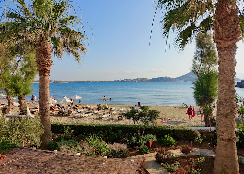 Beach view from a double room at Kalergis Studios in Agios Georgios, Naxos