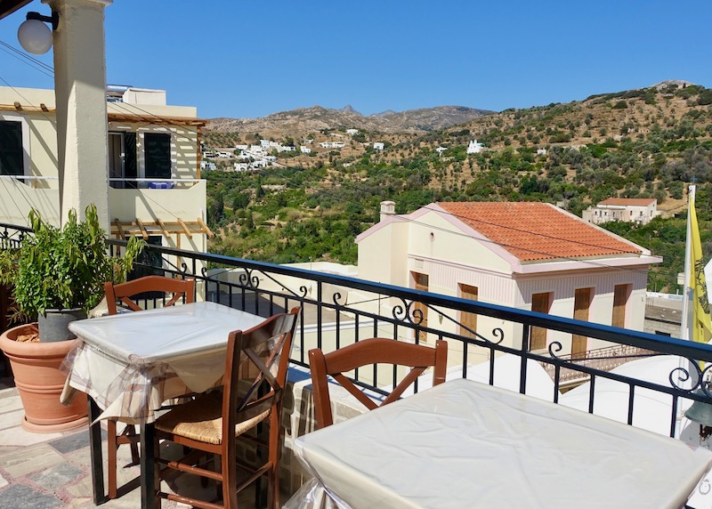 View from O Vasilis restaurant in Melanes, Naxos
