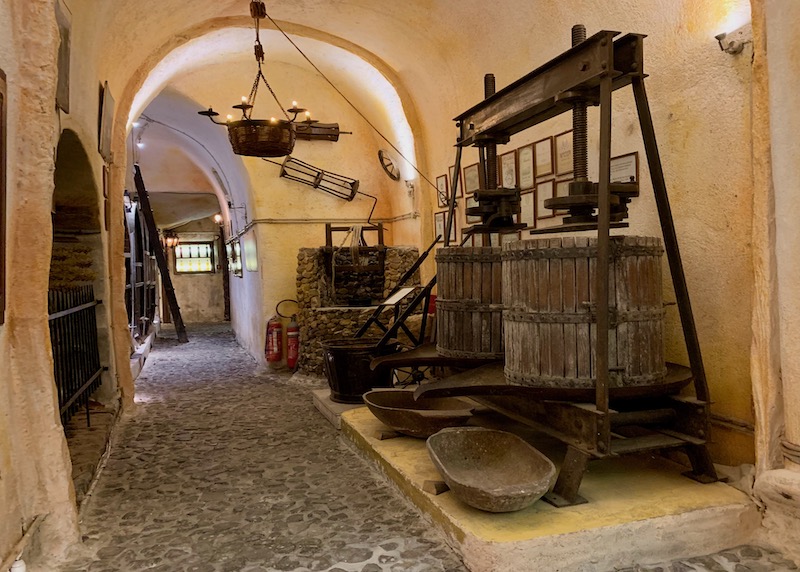 Old presses at Koutsoyannopoulos Winery and Museum in Vothonas, Santorini