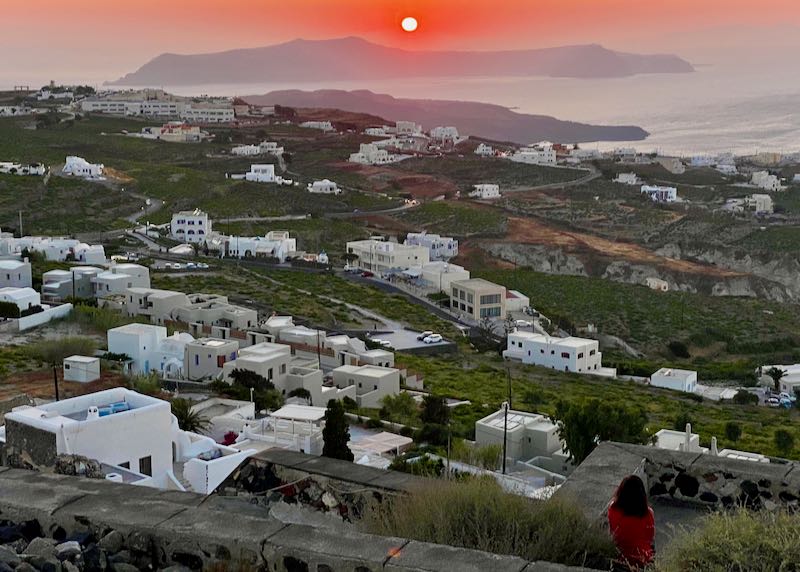 Countryside and wineries in Santorini.