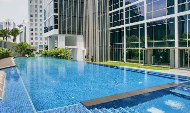 Singapore hotel for families with pool and kitchen.