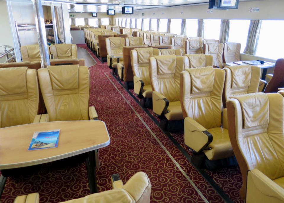 VIP/Business Class seats on Athens to Mykonos ferry.