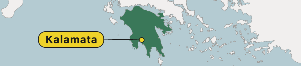 Map of Kalamata Peloponnese, Greece.