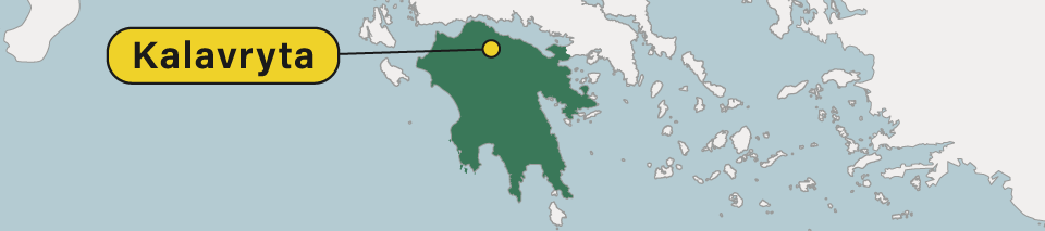 Map of Kalavryta Peloponnese, Greece.