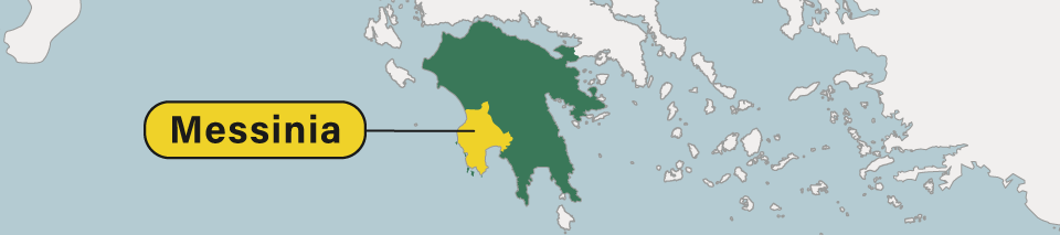 Map of messinia Peloponnese, Greece.