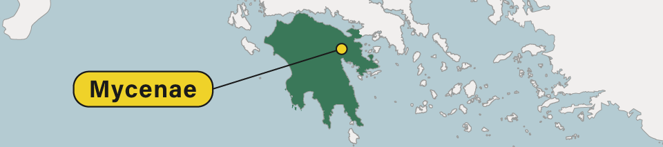 Map of Mycenae Peloponnese, Greece.