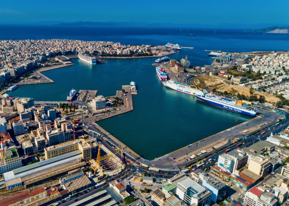 Ferries in Piraeus departing for Crete.
