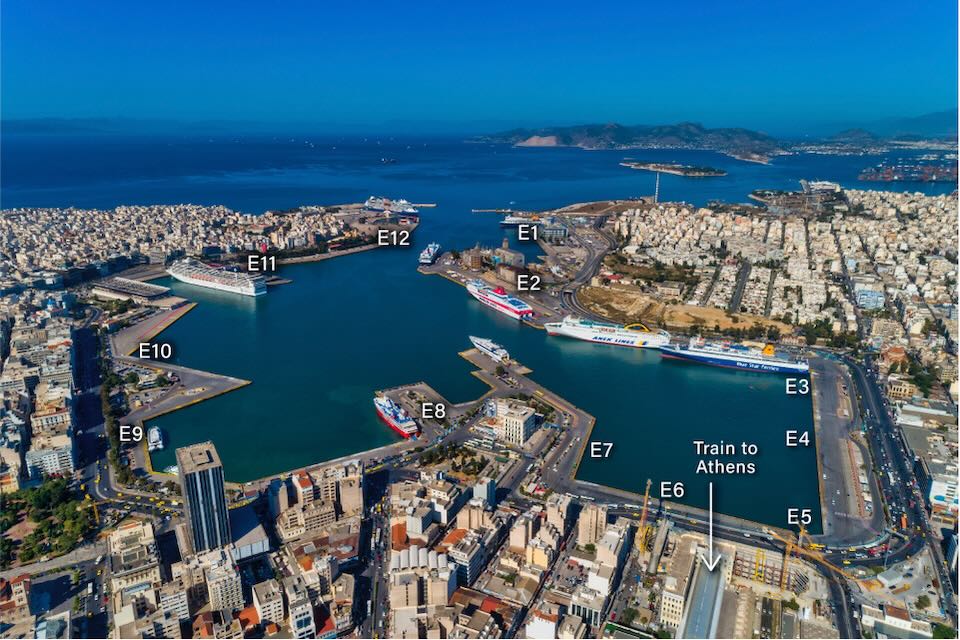 Piraeus ferry port and gates.