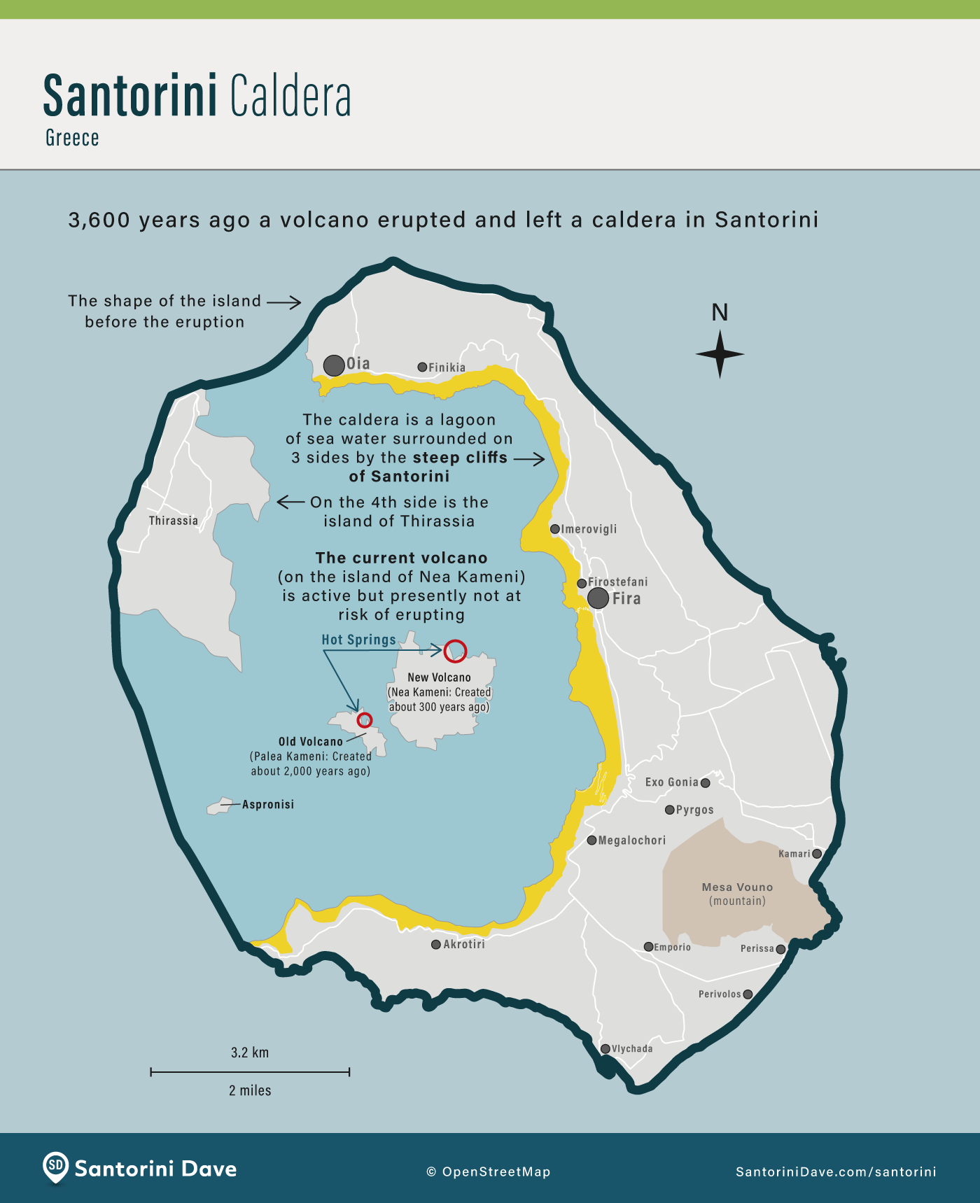 Map of how the Santorini caldera formed.