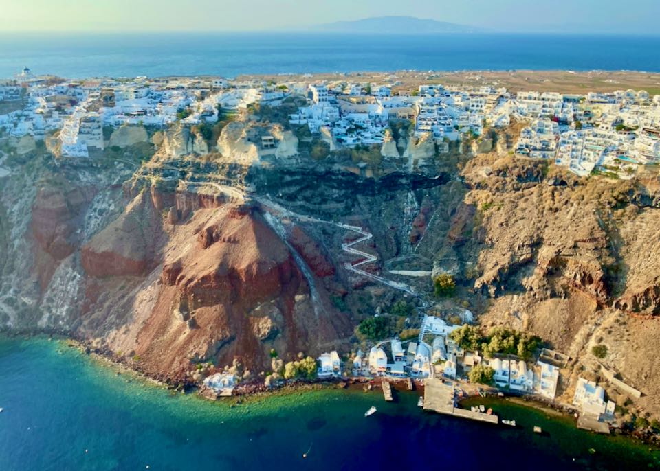 Helicopter tour in Santorini.