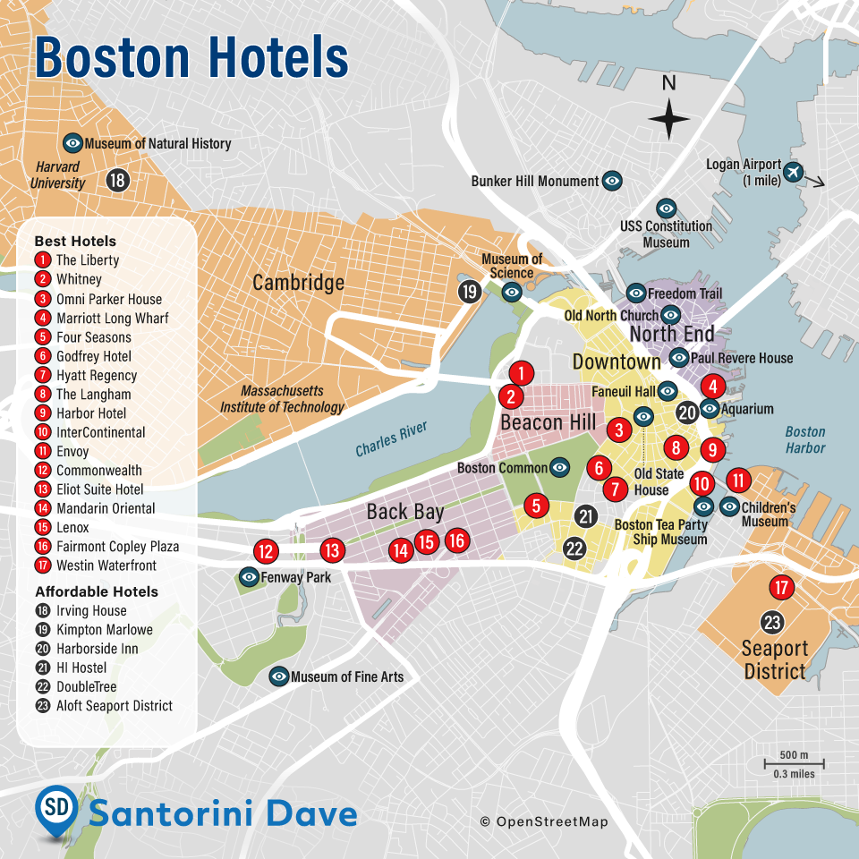 Map of Boston Hotels and Neighborhoods