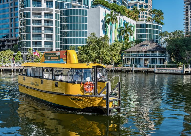 The Fort Lauderdale water taxi runs between Las Olas and the beach. 