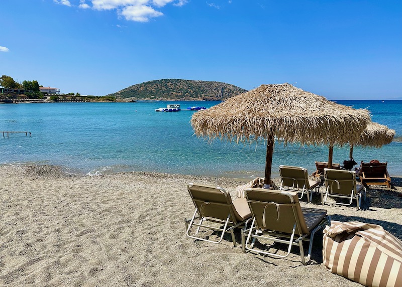 The private beach at Vincci EverEden Resort in the Athens Riviera